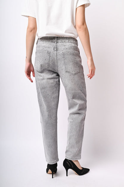 Jeans baggy con strass
